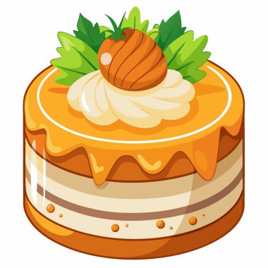 Havuçlu Kek vektör çizimi beyaz arkaplanda izole edildi.