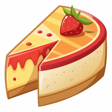 Cheesecake vektör çizimi beyaz arkaplanda izole edildi.