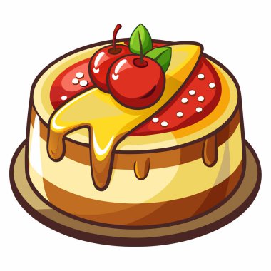 Cheesecake vektör çizimi beyaz arkaplanda izole edildi.