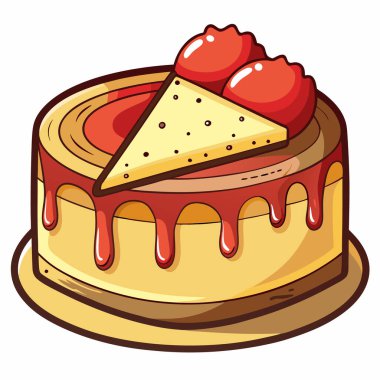 Cheesecake vektör çizimi beyaz arkaplanda izole edildi.