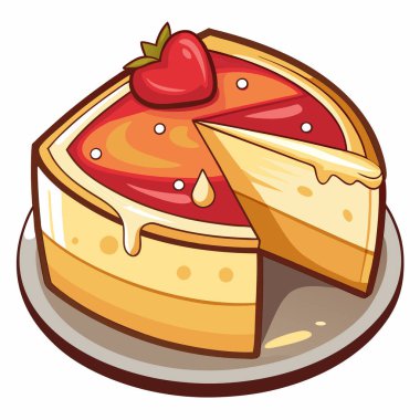 Cheesecake vektör çizimi beyaz arkaplanda izole edildi. 