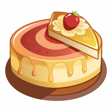 Cheesecake vektör çizimi beyaz arkaplanda izole edildi. 