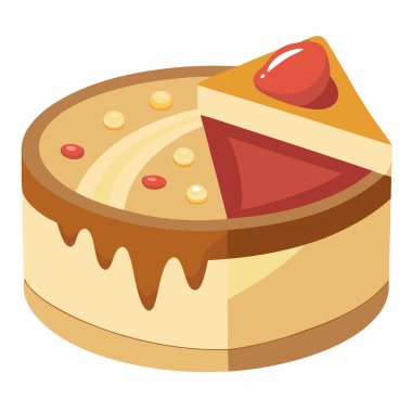 Cheesecake vektör çizimi beyaz arkaplanda izole edildi. 