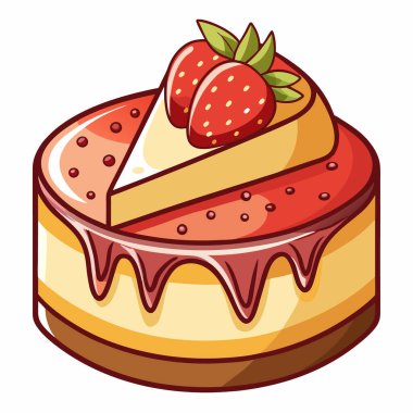 Cheesecake vektör çizimi beyaz arkaplanda izole edildi. 