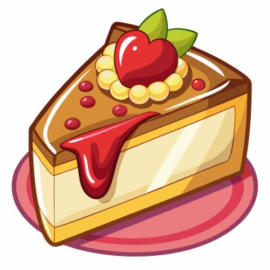 Cheesecake vektör çizimi beyaz arkaplanda izole edildi. 