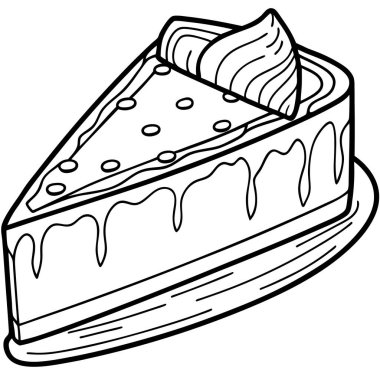 Cheesecake çizgisi sanat tarzı vektör çizimi beyaz arkaplanda izole edildi.