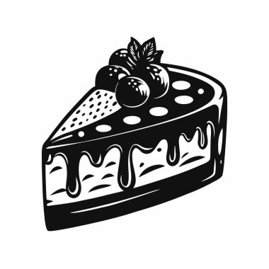 Cheesecake siluet vektör çizimi beyaz arkaplanda izole edildi.