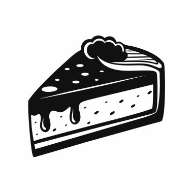 Cheesecake siluet vektör çizimi beyaz arkaplanda izole edildi.