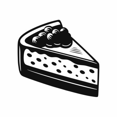 Cheesecake siluet vektör çizimi beyaz arkaplanda izole edildi.