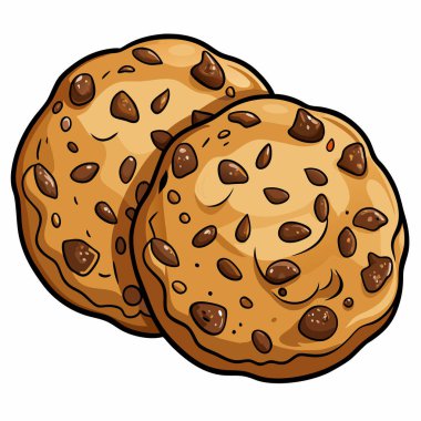 Beyaz arkaplanda yulaf ezmesi üzümlü kurabiye vektör çizimi izole.