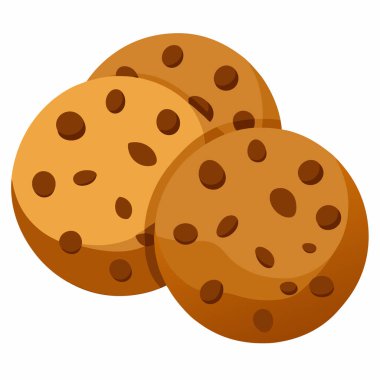 Beyaz arkaplanda yulaf ezmesi üzümlü kurabiye vektör çizimi izole.