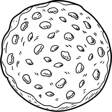 Beyaz arkaplanda yulaf ezmesi kuru üzümlü kurabiye çizgisi sanat vektör çizimi çizimi izole edilmiş.