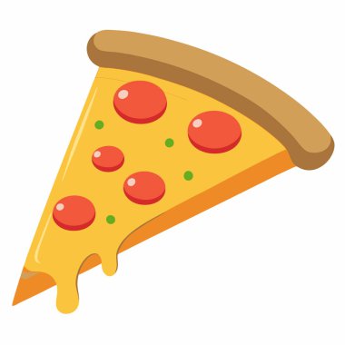 Beyaz arkaplanda izole edilmiş pizza vektör illüstrasyonu.