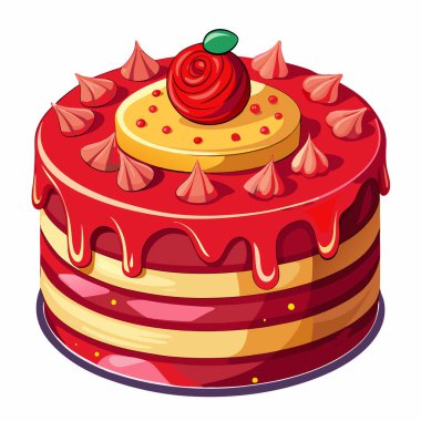 Kırmızı kadife kek vektörü.