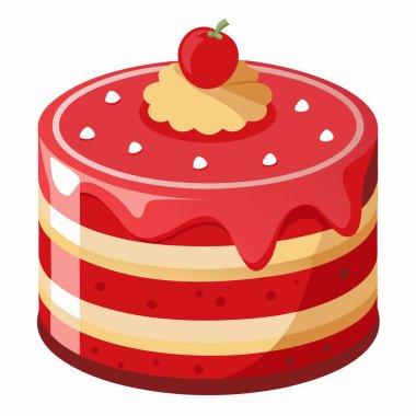 Beyaz arkaplanda izole edilmiş kırmızı kadife kek vektörü çizimi.