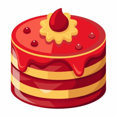 Beyaz arkaplanda izole edilmiş kırmızı kadife kek vektörü çizimi.