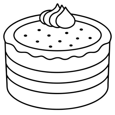 Beyaz arkaplanda izole edilmiş kırmızı kadife pasta çizgisi sanat tarzı vektör çizimi.