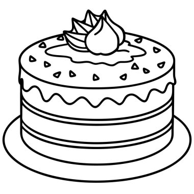 Beyaz arkaplanda izole edilmiş kırmızı kadife pasta çizgisi sanat tarzı vektör çizimi.