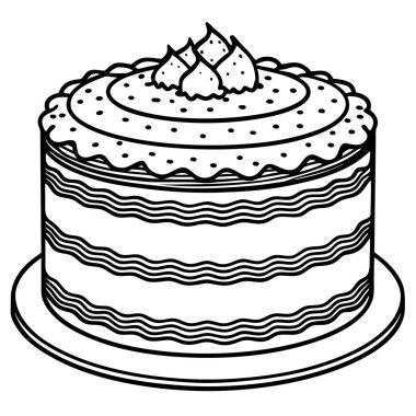 Beyaz arkaplanda izole edilmiş kırmızı kadife pasta çizgisi sanat tarzı vektör çizimi.