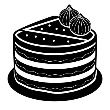 Beyaz arkaplanda izole edilmiş kırmızı kadife kek silüeti vektör çizimi.