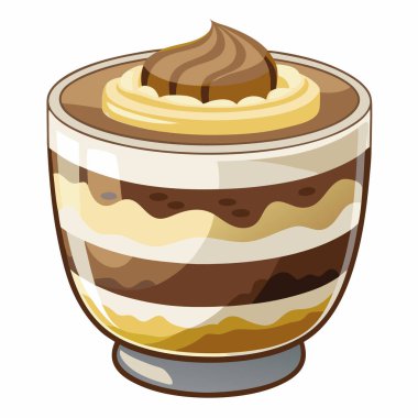 Tiramisu vektör çizimi beyaz arkaplanda izole edildi.