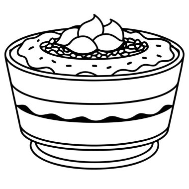 Tiramisu çizgisi sanat tarzı vektör çizimi beyaz arkaplanda izole edildi.