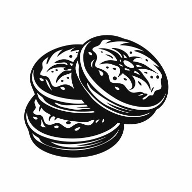 Beyaz arkaplanda izole edilmiş Arepas siluet vektör çizimi.