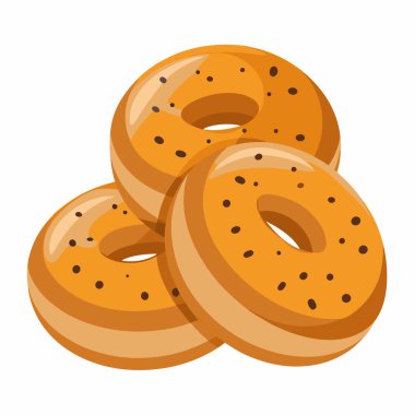 Bagel vektör çizimi beyaz arkaplanda izole edildi.