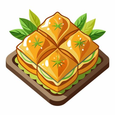 Beyaz arkaplanda izole edilmiş Baklava vektör illüstrasyonu.