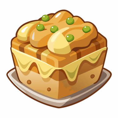 Ekmek Pudingi çizimi beyaz arkaplanda izole edildi.