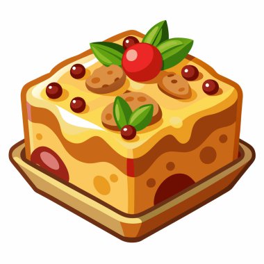 Ekmek Pudingi çizimi beyaz arkaplanda izole edildi.