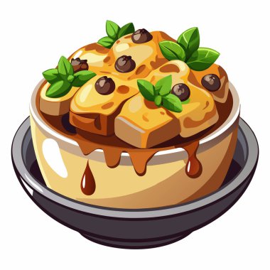 Ekmek Pudingi çizimi beyaz arkaplanda izole edildi.