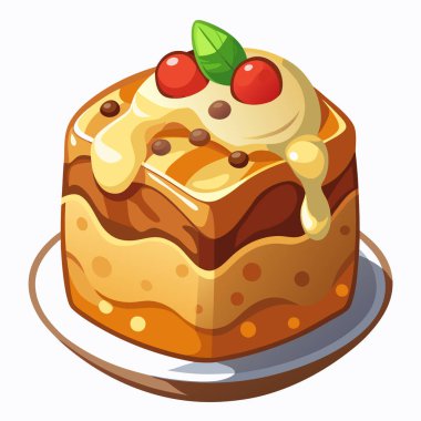 Ekmek Pudingi çizimi beyaz arkaplanda izole edildi.