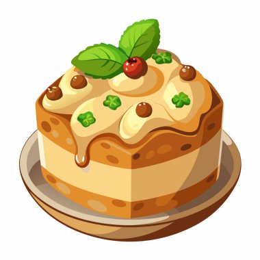 Ekmek Pudingi çizimi beyaz arkaplanda izole edildi.