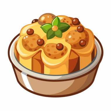 Ekmek Pudingi çizimi beyaz arkaplanda izole edildi.