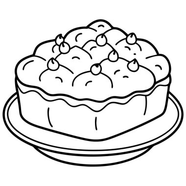 Ekmek Pudingi çizgisi sanat tarzı vektör çizimi beyaz arkaplanda izole edildi.