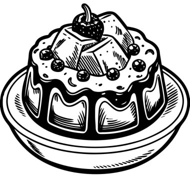 Ekmek Pudingi silueti vektör çizimi beyaz arkaplanda izole edildi.