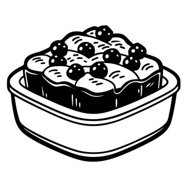 Ekmek Pudingi silueti vektör çizimi beyaz arkaplanda izole edildi.