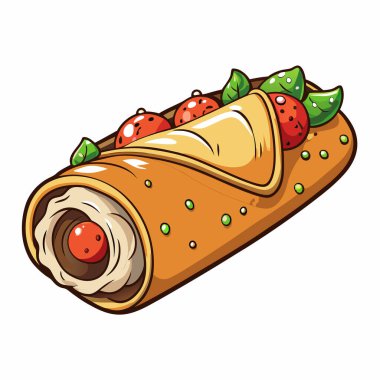 Cannoli vektör illüstrasyonu beyaz arkaplanda izole edildi.