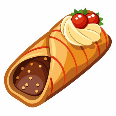 Cannoli vektör illüstrasyonu beyaz arkaplanda izole edildi.