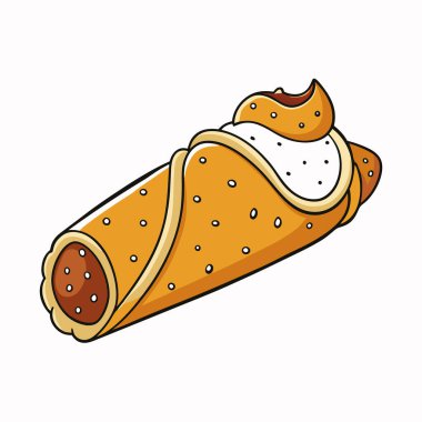 Cannoli vektör illüstrasyonu beyaz arkaplanda izole edildi.