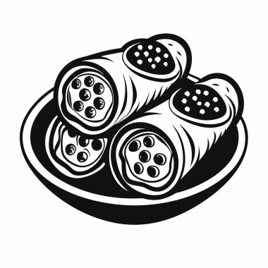Cannoli siluet vektör çizimi beyaz arkaplanda izole edildi.