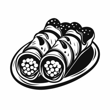 Cannoli siluet vektör çizimi beyaz arkaplanda izole edildi.