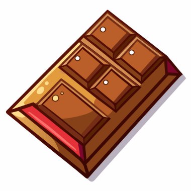 Beyaz arkaplanda izole edilmiş çikolata çubuğu vektör illüstrasyonu.