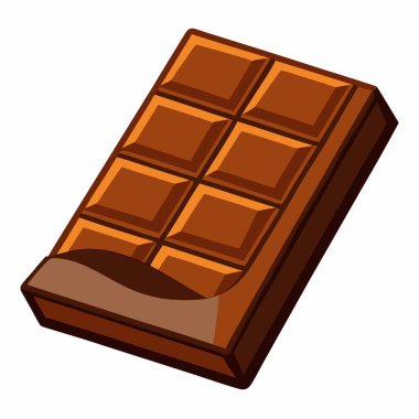 Beyaz arkaplanda izole edilmiş çikolata çubuğu vektör illüstrasyonu.