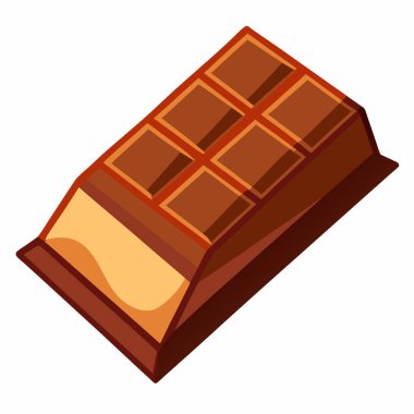 Beyaz arkaplanda izole edilmiş çikolata çubuğu vektör illüstrasyonu.
