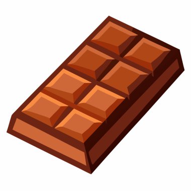 Beyaz arkaplanda izole edilmiş çikolata çubuğu vektör illüstrasyonu.