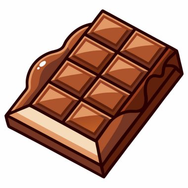 Beyaz arkaplanda izole edilmiş çikolata çubuğu vektör illüstrasyonu.