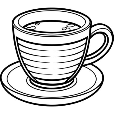 Beyaz arkaplanda izole edilmiş kahve çizgisi sanat tarzı vektör illüstrasyonu.