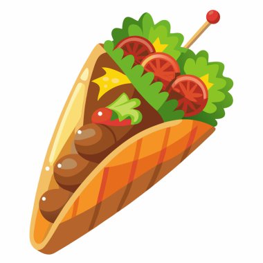 Kebap vektör çizimi beyaz arkaplanda izole edildi.